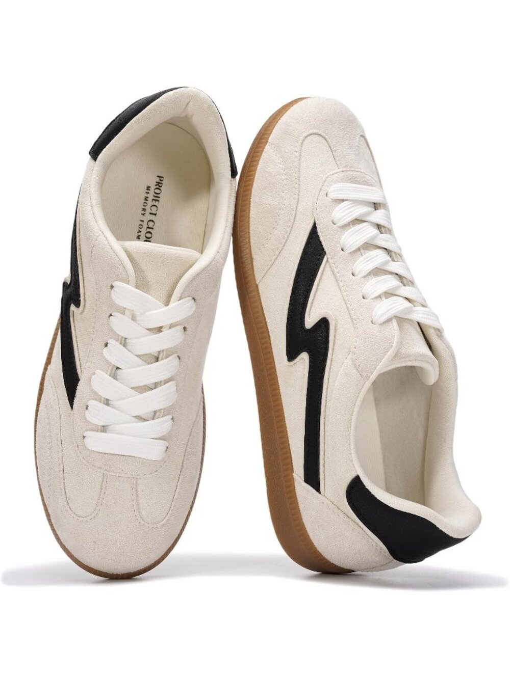 🆕Women's Cream Sneakers Comfortable Fashion Lace Up Trendy Sneakers Casual